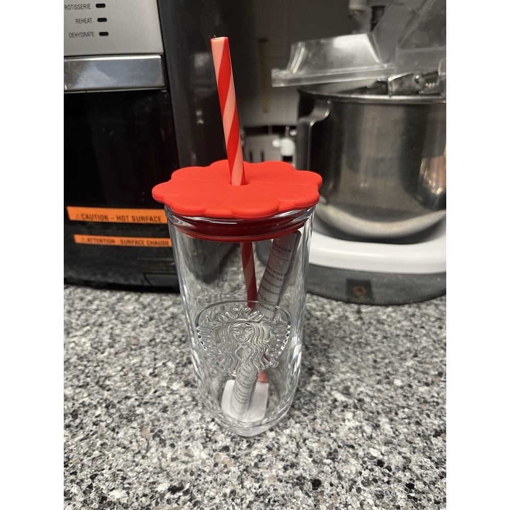 ❤️ NWT 2026 Starbucks Valentine's Day Heart-Shaped 16oz Glass Tumbler